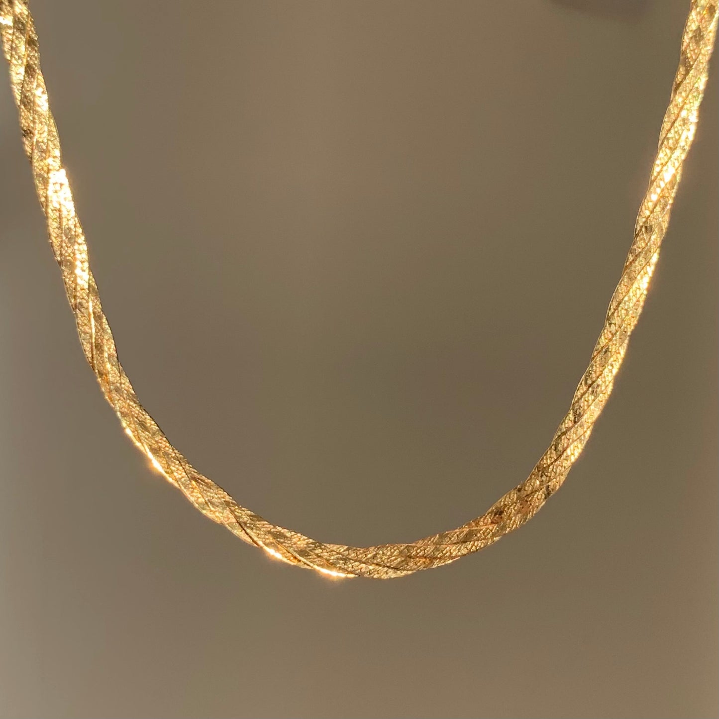 14k Gold Triple Twist Herringbone Necklace