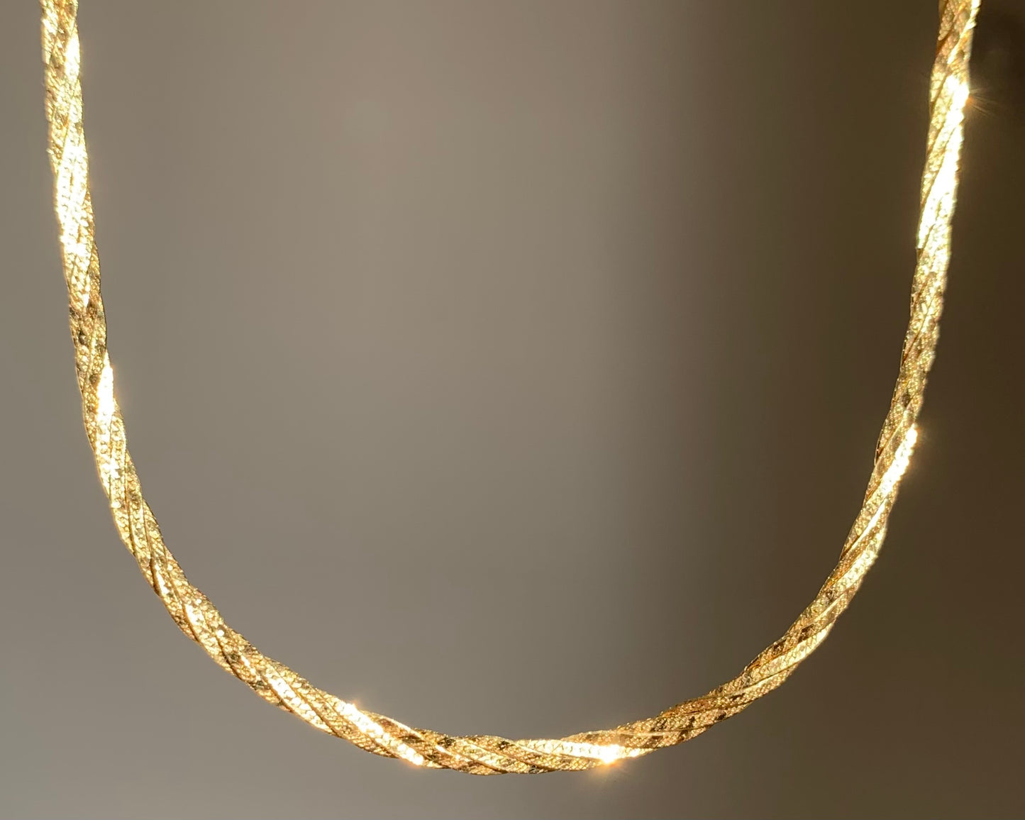 14k Gold Triple Twist Herringbone Necklace