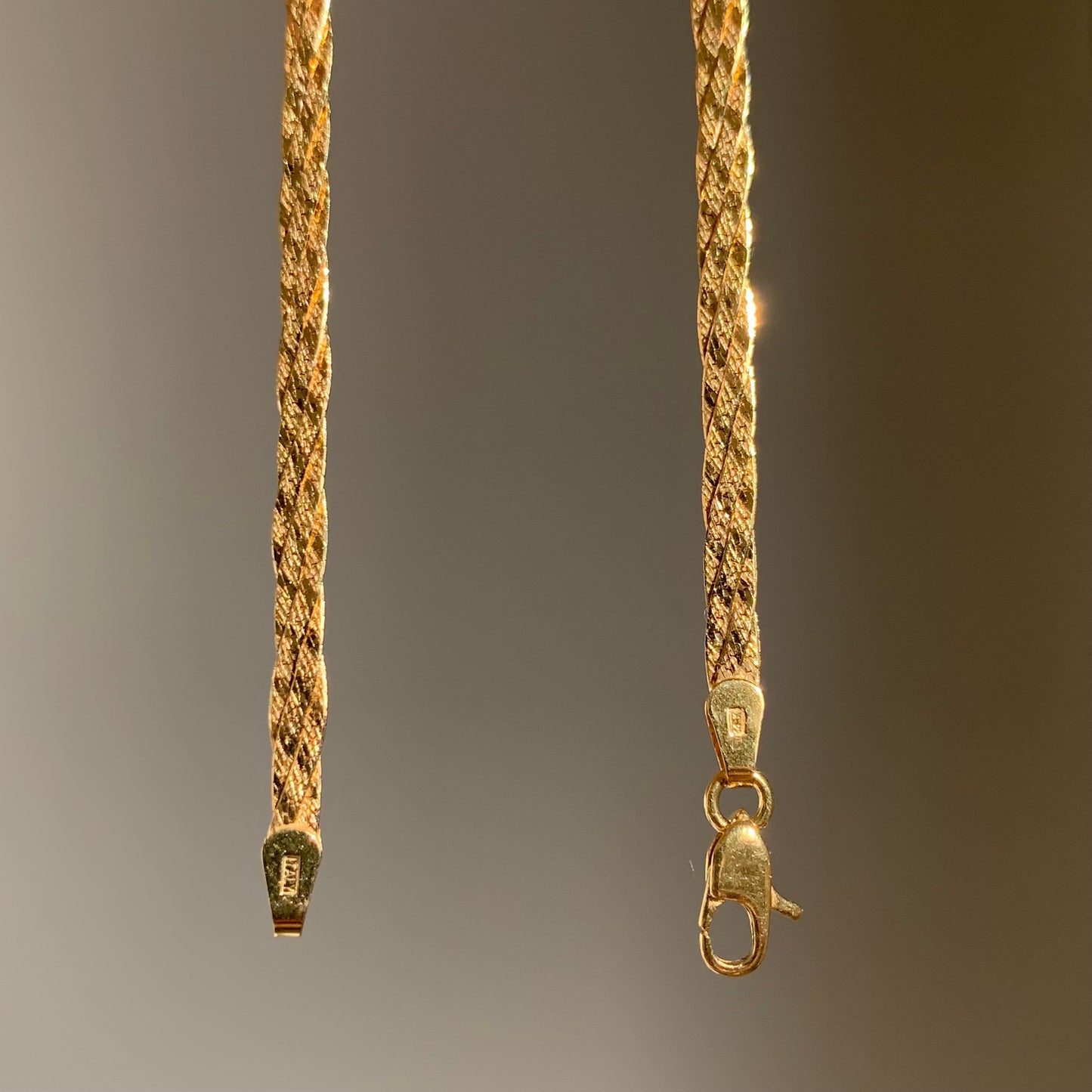 14k Gold Triple Twist Herringbone Necklace