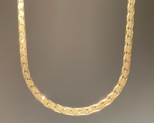 9ct Gold Star Reversible Herringbone Necklace